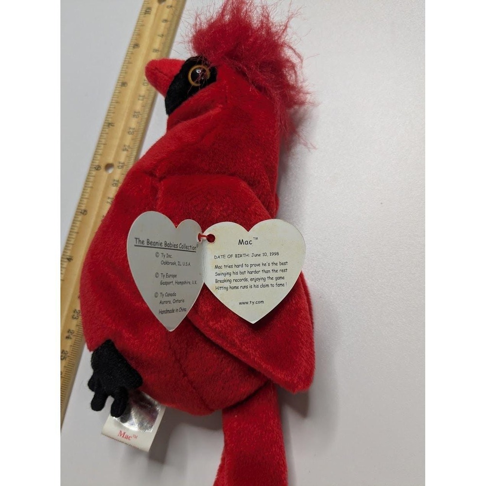 Plush Ty Mac Red Cardinal Bird 1998 Retired‎ Beanie Baby